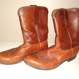 Lucchese cigar smooth ostrich roper boot.